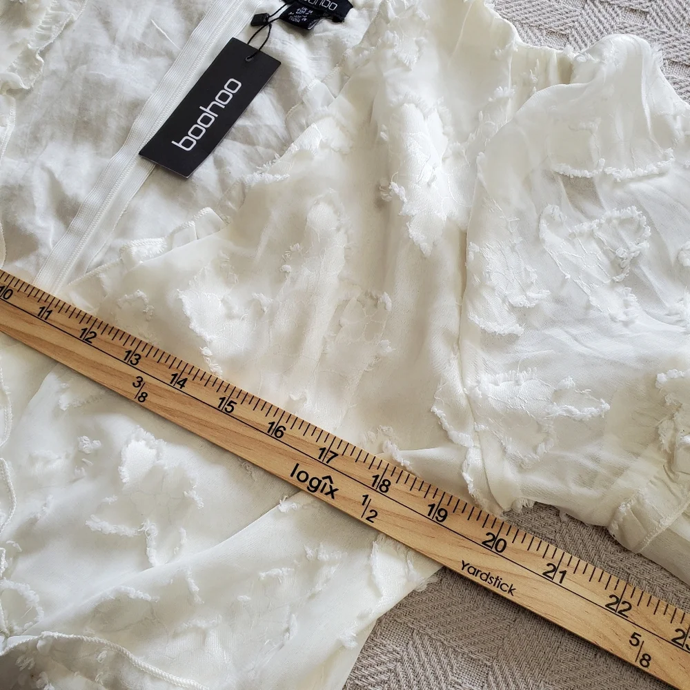 Boohoo Boho Petite Burnout Frill Mini Dress NWT - Picture 12 of 16
